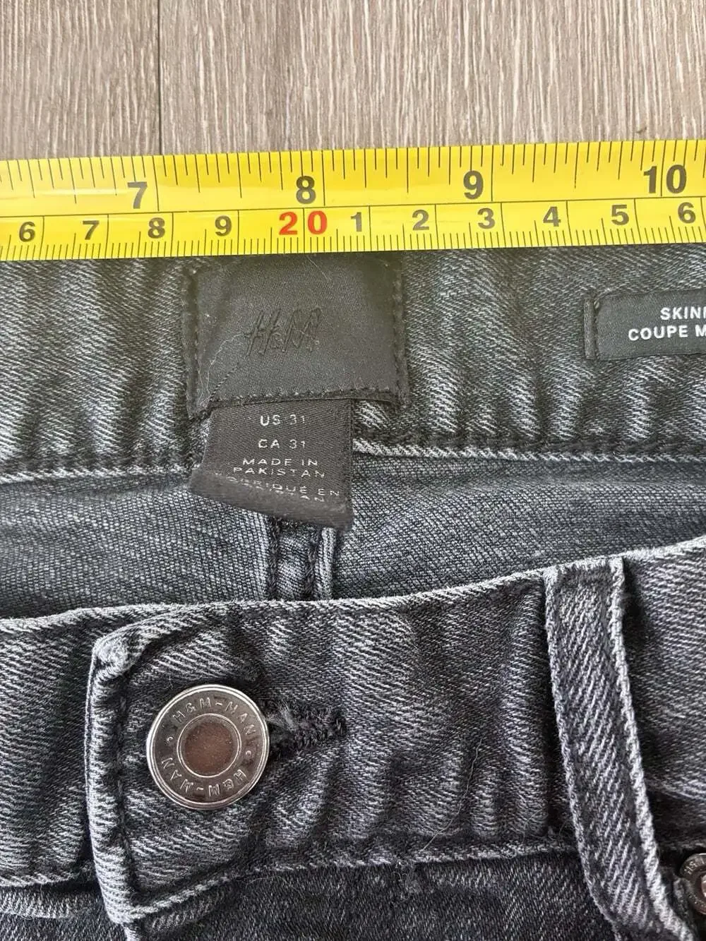H&M Men’s Y2K Punk Grunge Emo Washed Black Denim Skinny Jeans Size 31 EUC